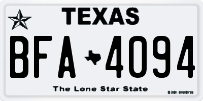 TX license plate BFA4094