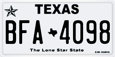 TX license plate BFA4098