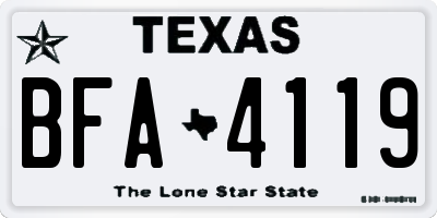 TX license plate BFA4119