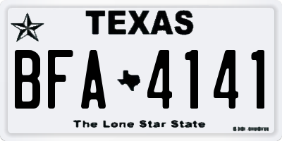 TX license plate BFA4141