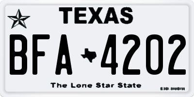 TX license plate BFA4202