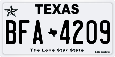 TX license plate BFA4209