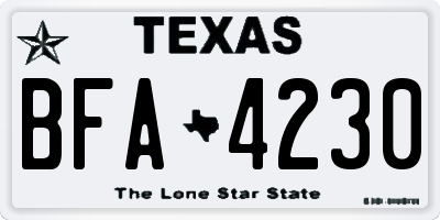 TX license plate BFA4230
