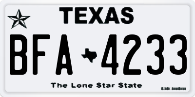TX license plate BFA4233