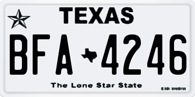 TX license plate BFA4246