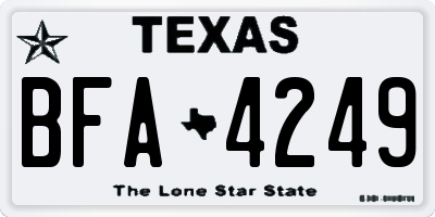 TX license plate BFA4249