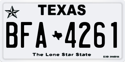 TX license plate BFA4261