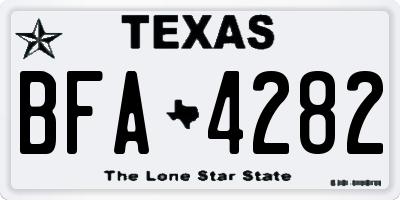 TX license plate BFA4282