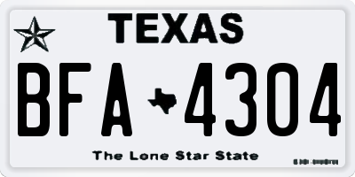 TX license plate BFA4304