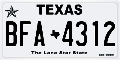 TX license plate BFA4312