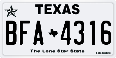 TX license plate BFA4316