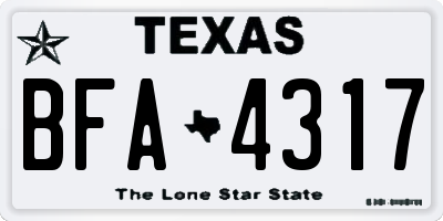 TX license plate BFA4317