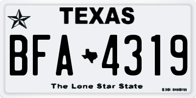 TX license plate BFA4319