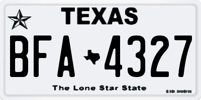 TX license plate BFA4327
