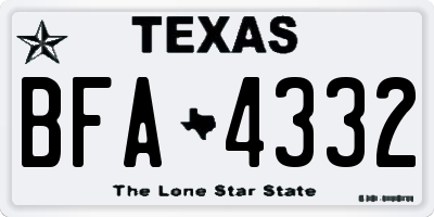 TX license plate BFA4332