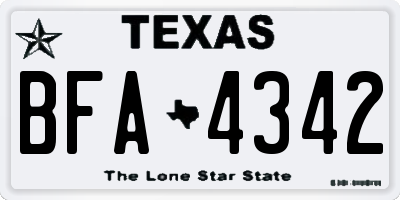 TX license plate BFA4342
