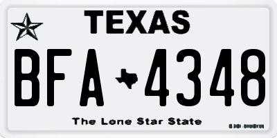 TX license plate BFA4348