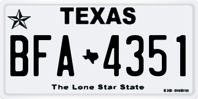 TX license plate BFA4351