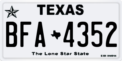 TX license plate BFA4352