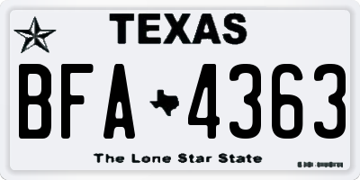 TX license plate BFA4363