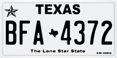 TX license plate BFA4372