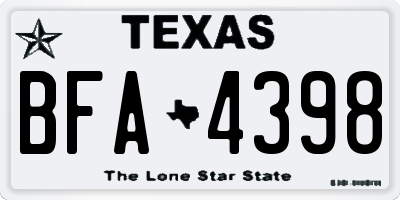TX license plate BFA4398