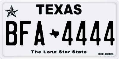 TX license plate BFA4444