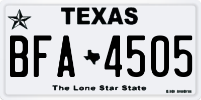 TX license plate BFA4505