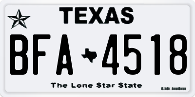 TX license plate BFA4518