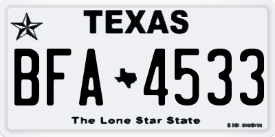 TX license plate BFA4533