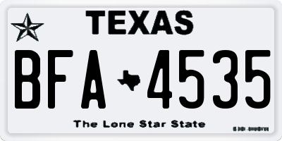 TX license plate BFA4535