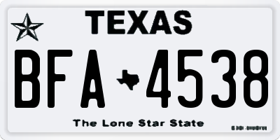 TX license plate BFA4538