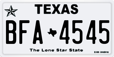 TX license plate BFA4545