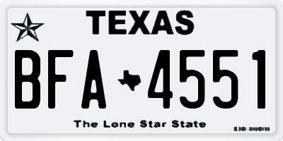 TX license plate BFA4551