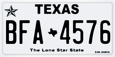 TX license plate BFA4576