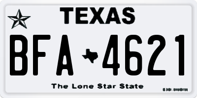 TX license plate BFA4621