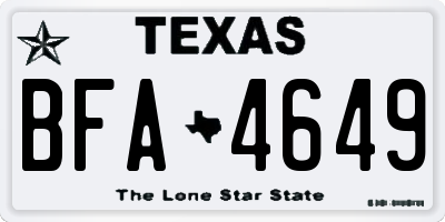 TX license plate BFA4649