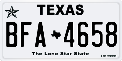 TX license plate BFA4658