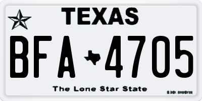 TX license plate BFA4705