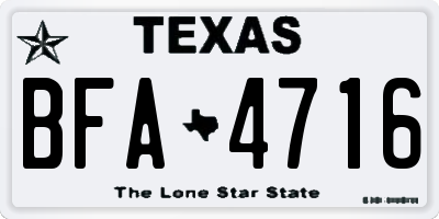 TX license plate BFA4716