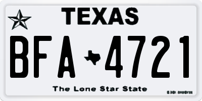TX license plate BFA4721