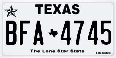 TX license plate BFA4745