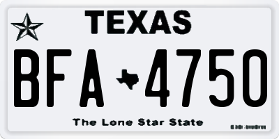 TX license plate BFA4750