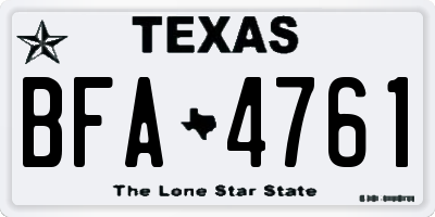 TX license plate BFA4761