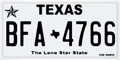TX license plate BFA4766