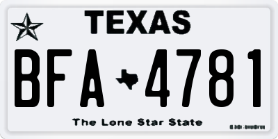 TX license plate BFA4781