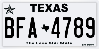 TX license plate BFA4789