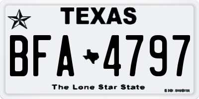 TX license plate BFA4797