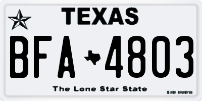 TX license plate BFA4803