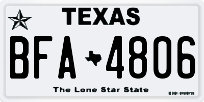 TX license plate BFA4806